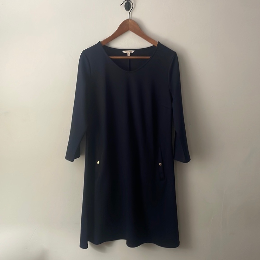 All For Color Navy Blue|Gold Details A-line Dress Sz Medium